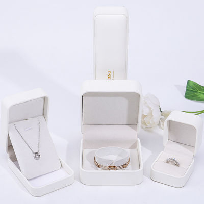 সাদা সাদা পিইউ চামড়া গয়না বাক্স, চামড়া গয়না কেস জন্য রিং দুল কব্জি