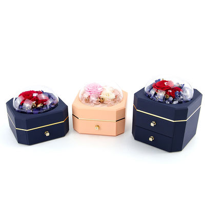 ফুলের গয়না বাক্স নেকলেস রিং গয়না বাক্স সঙ্গে গোলাপের জন্য ভ্যালেন্টাইনস ডে বিস্ময়