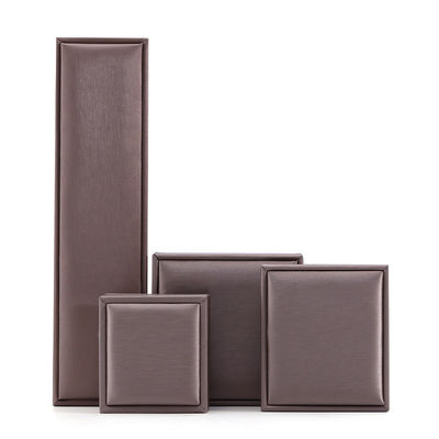 খাকি ব্রাশ ফিনিশিং নকল চামড়া গয়না বিলাসবহুল প্যাকেজিং বক্স সেট বেসমেট আস্তরণ