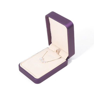 গয়না সেটের জন্য প্রিমিয়াম স্কয়ার বেগুনি পিইউ চামড়া গয়না বাক্স