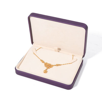 গয়না সেটের জন্য প্রিমিয়াম স্কয়ার বেগুনি পিইউ চামড়া গয়না বাক্স