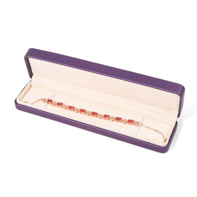 গয়না সেটের জন্য প্রিমিয়াম স্কয়ার বেগুনি পিইউ চামড়া গয়না বাক্স